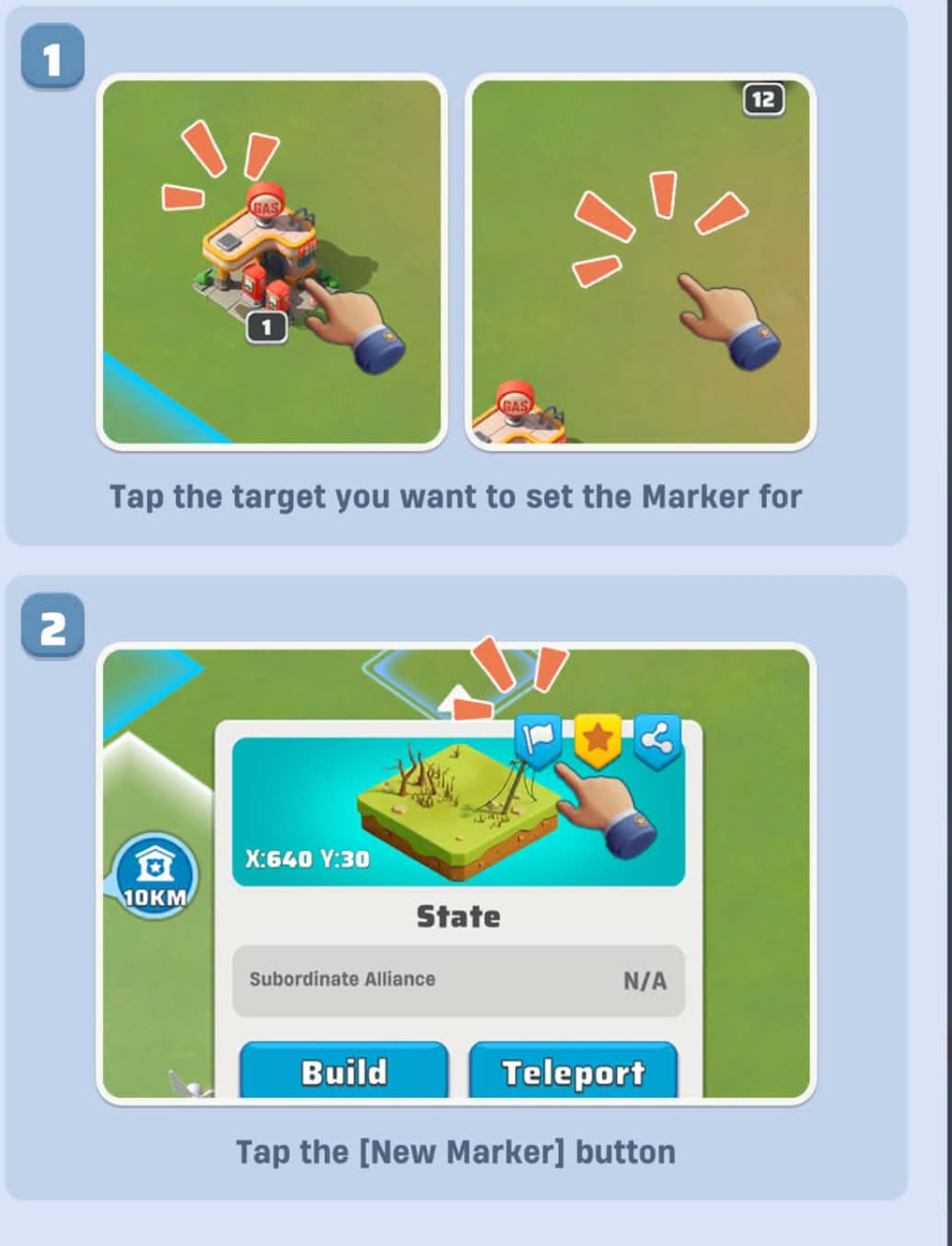 In-game Leader's Guide showing how to set an Alliance Marker