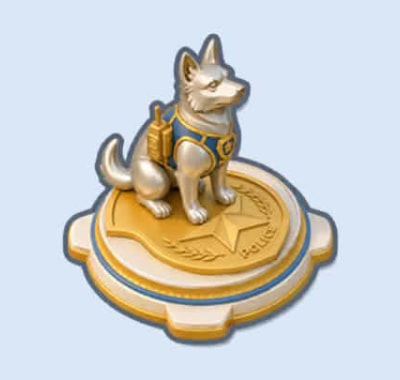 K9 Certification golden police dog statue monument from the PD Assessment screen