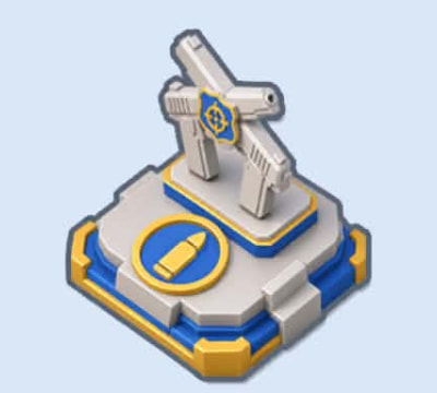 Equipment Testing golden pistol monument from the PD Assessment screen