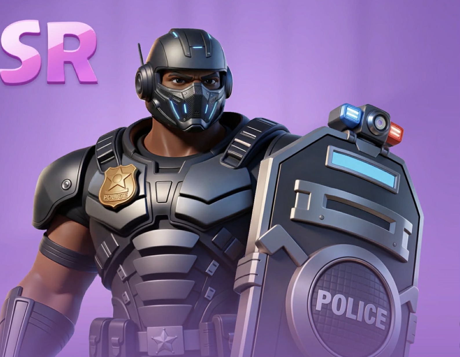 Aegis Leon, SR Guard hero, with his riot shield