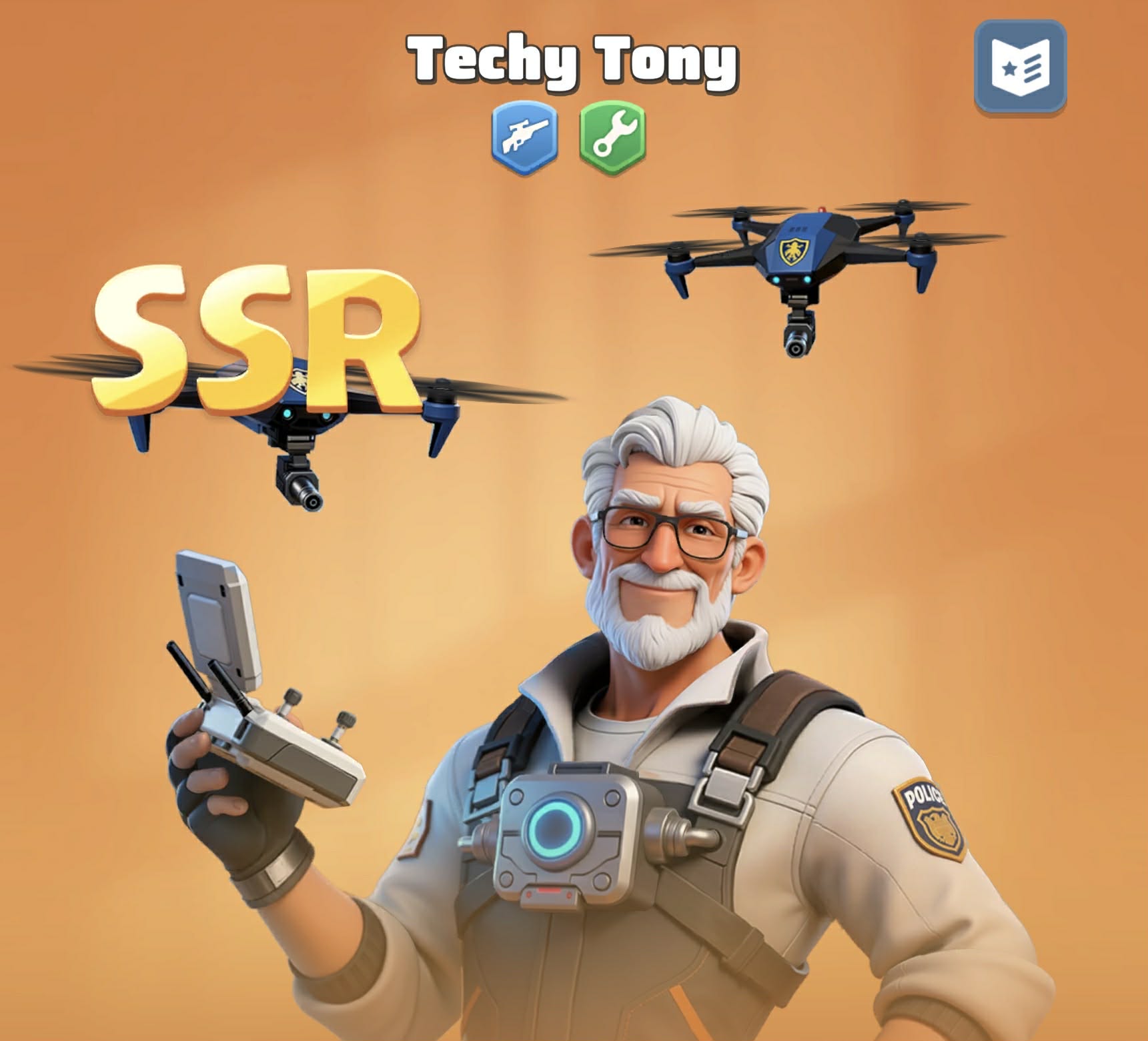 Techy Tony, SSR Marksman hero, with his police drones