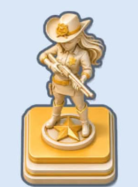 Hero Selection golden officer statue monument from the PD Assessment screen
