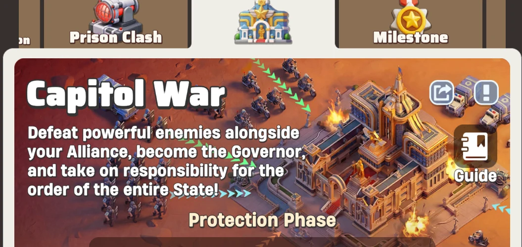 Capital War event artwork showing the State Capitol under attack