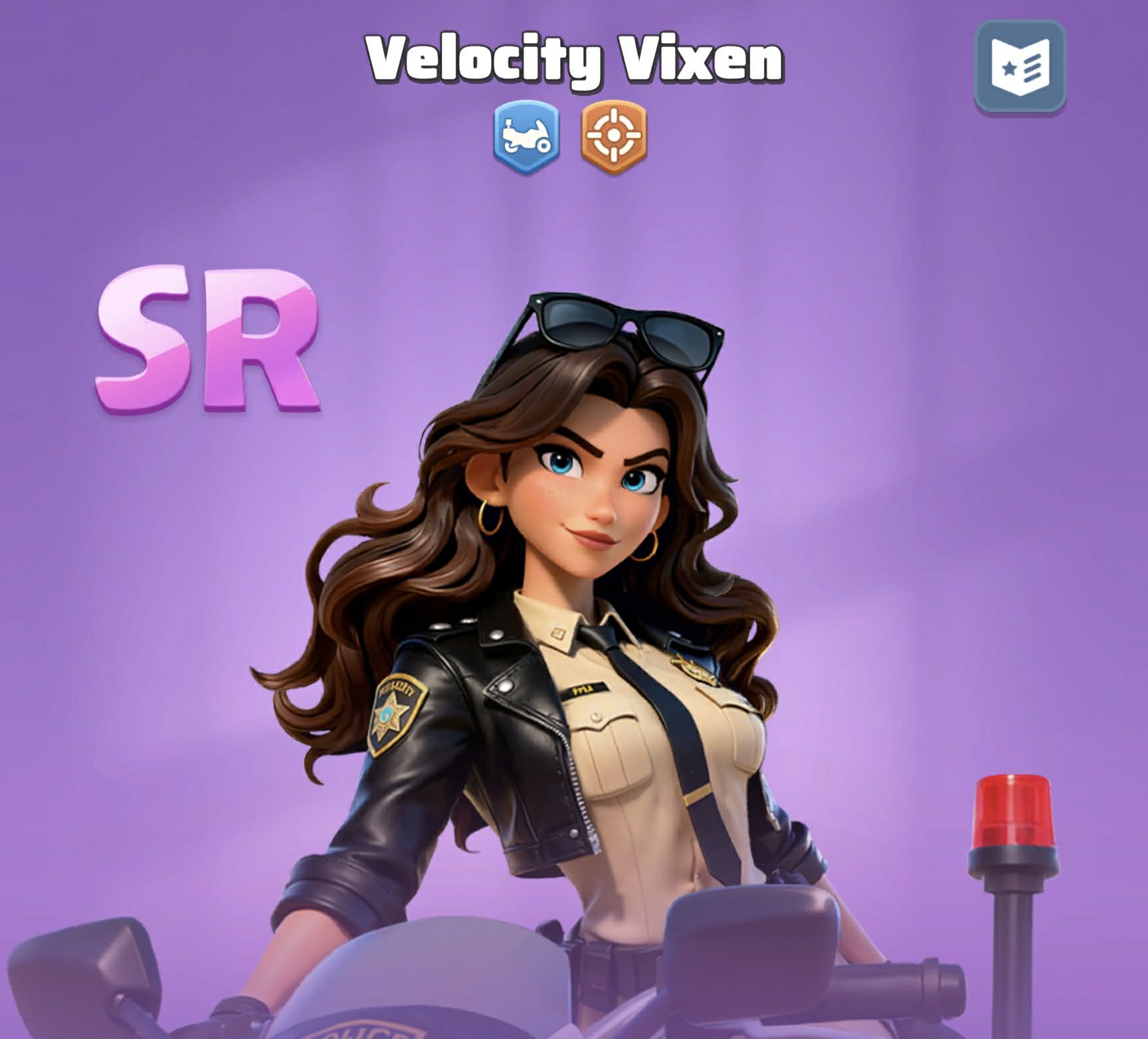 Velocity Vixen, SR Biker hero, on her motorcycle
